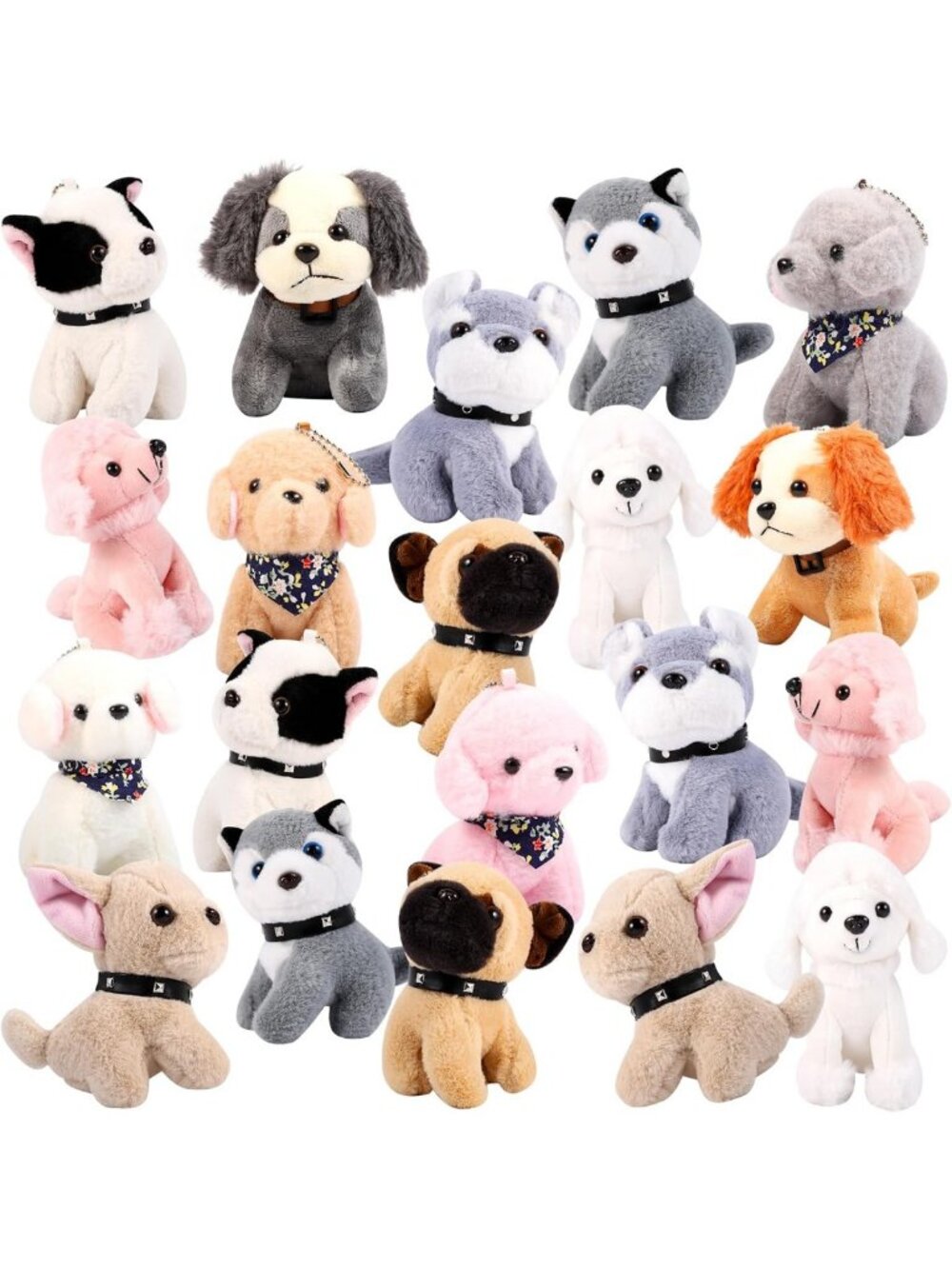 20PCS Mini Plush Dog Keychains | Cute Puppy Party Favors & Easter Basket